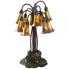 Antique Tiffany Studios New York "Ten-Light Lily" Table Lamp