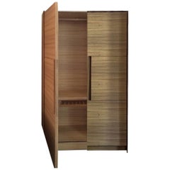 Used Italian Modern Cecchini AB2 Zebra Wood Wardrobe Armoir Minimal Cabinet Dresser