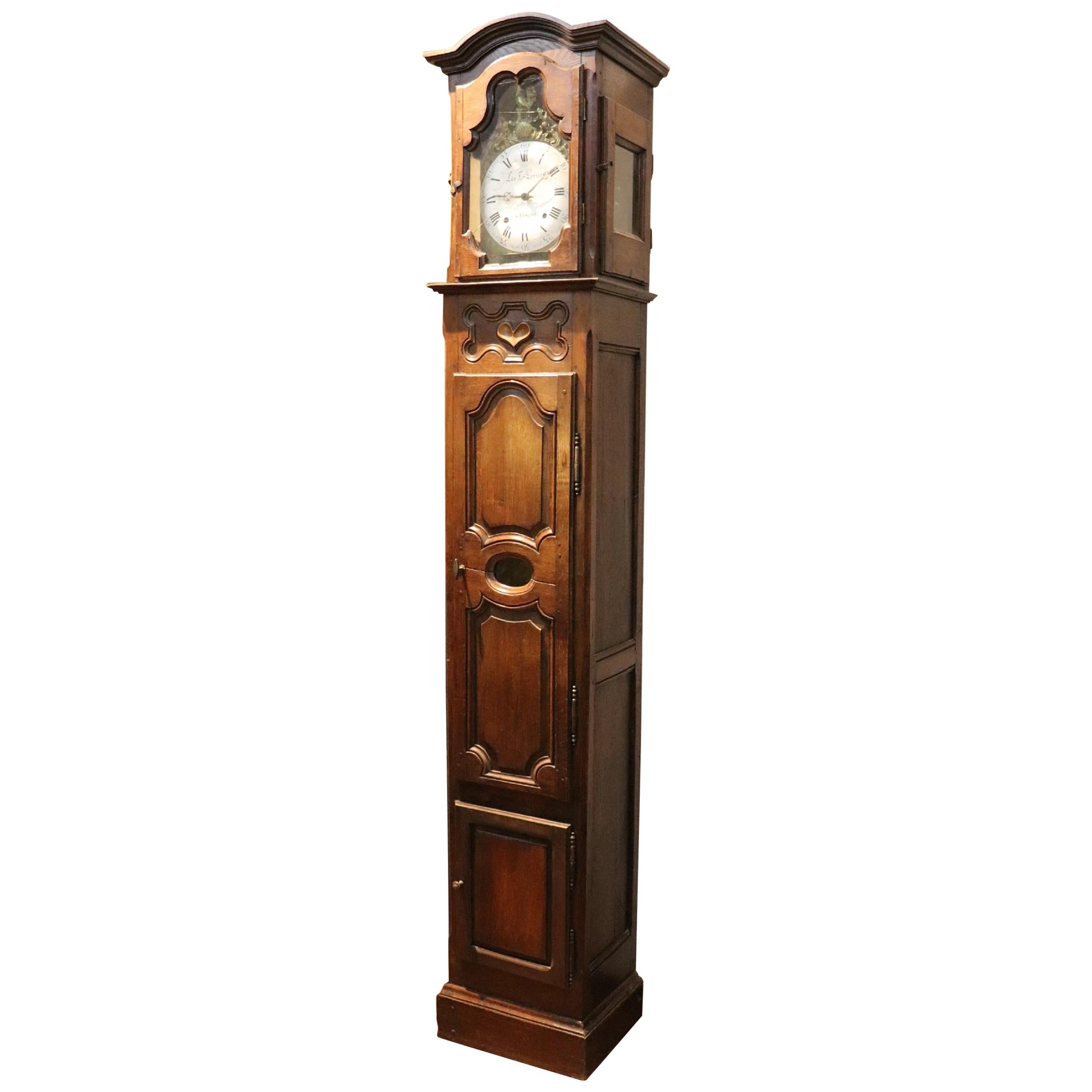 18th Century French Oak Longcase Clock or Tall Case Clock