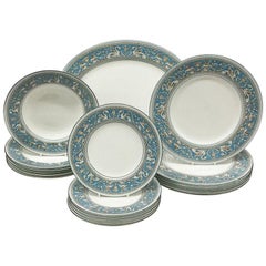 Vintage Porcelain plates by Wedgwood with Florentine Turquoise Rim, 1960s