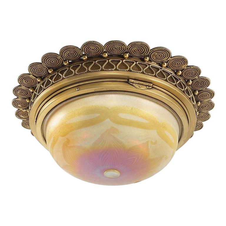 Tiffany Studios New York Favrile Glass Ceiling Fixture