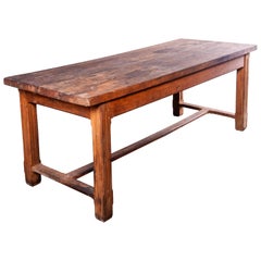 1940s French Farmhouse Rectangular Dining Table in Solid Beech Wood