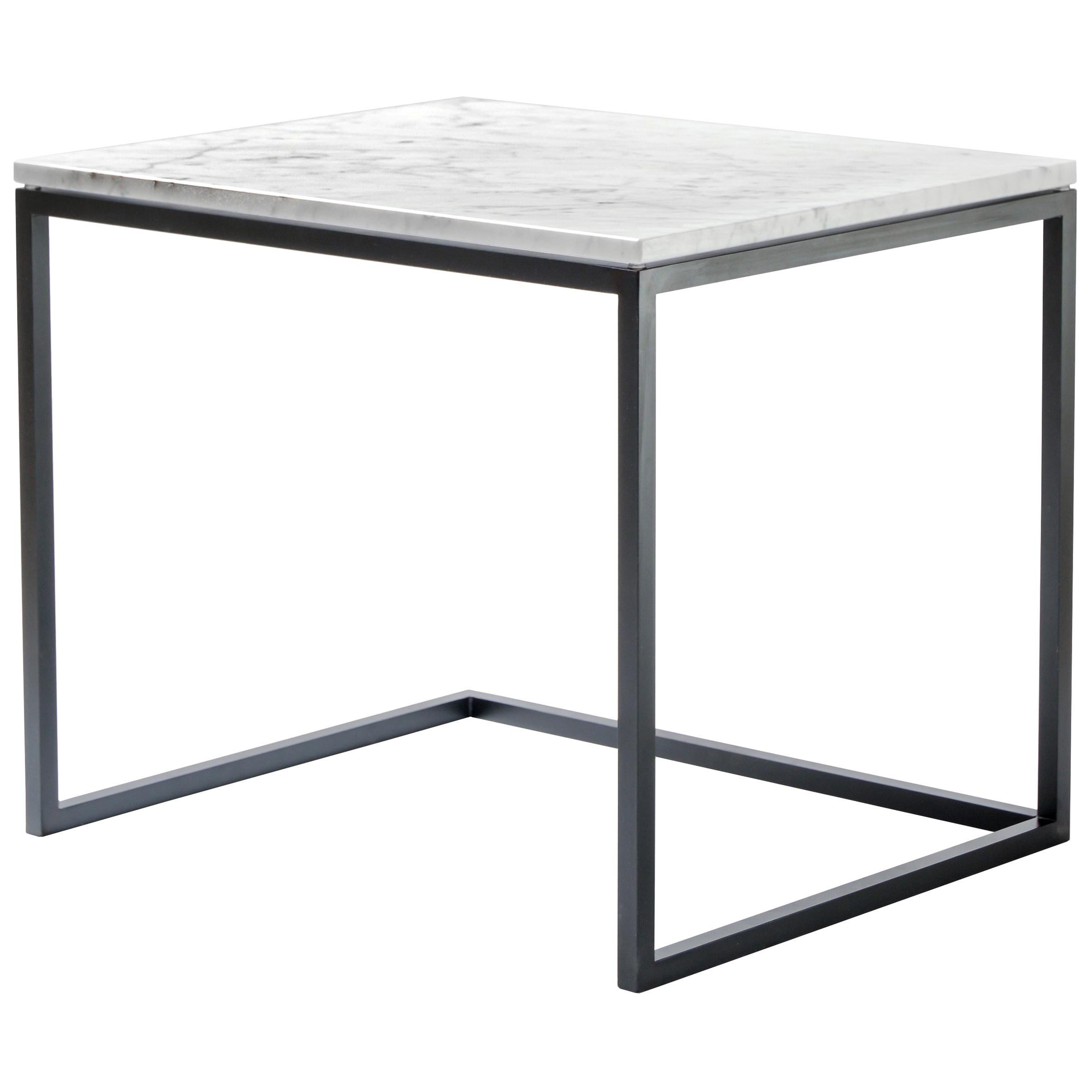 ESOPO Modern Handmade Iron Coffee Table with White Carrara Marble Top For Sale