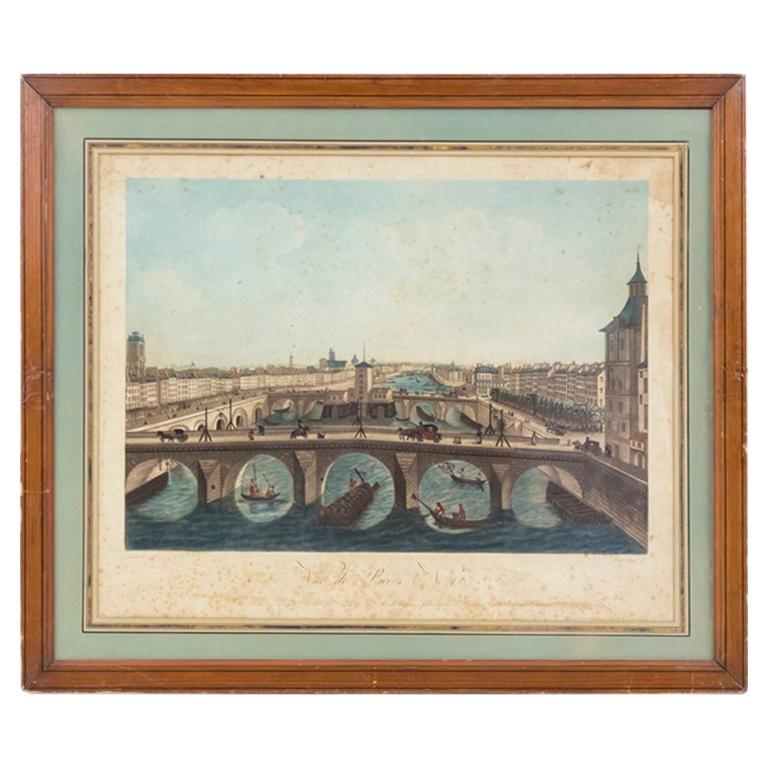 Coqueret, View of Paris N°12, Color Print, Early 19th Century For Sale