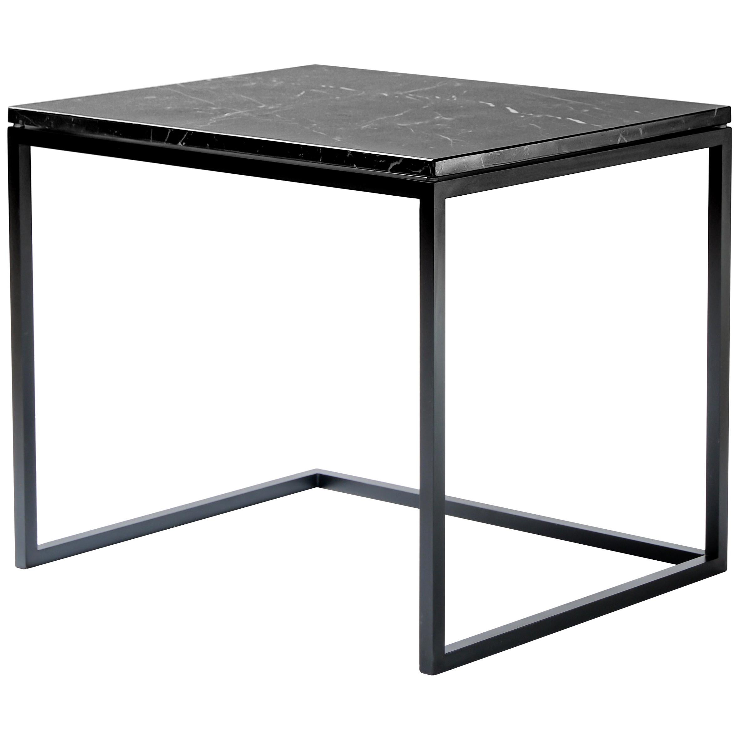 Esopo Modern Handmade Iron Coffee Table with Black Marquina Marble Top For Sale