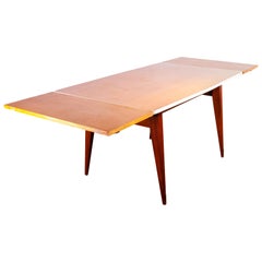 1950s Extending Rectangular Dining Table with Shaped Top and Two Extensions