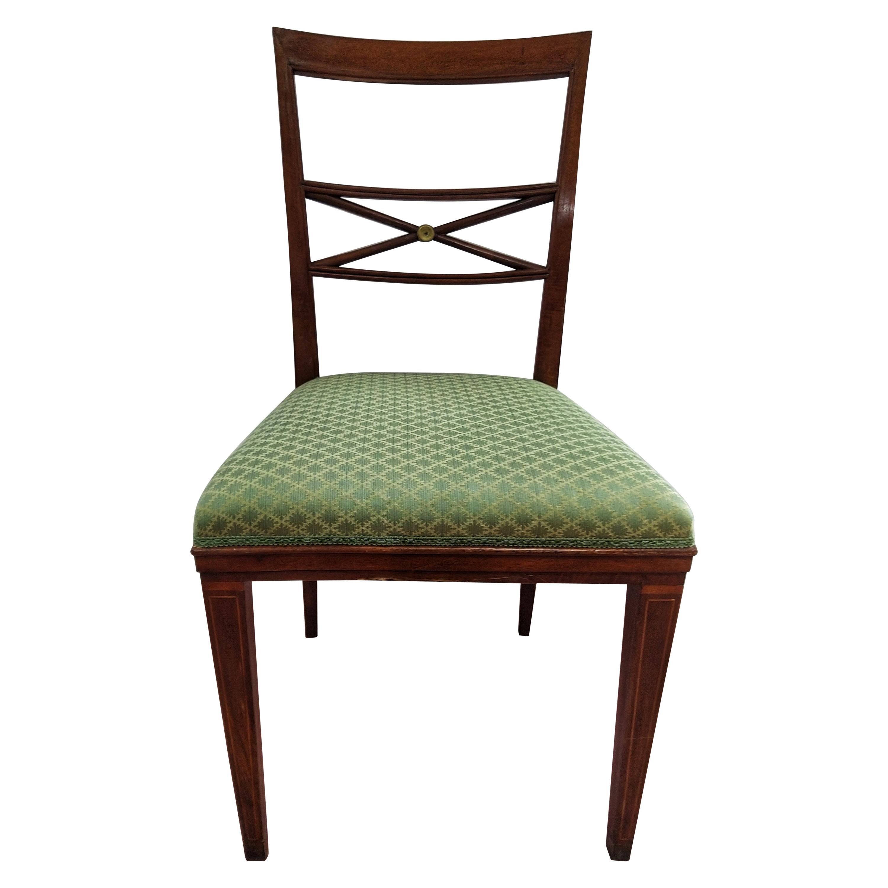 Early 20th Century Walnut Italian Chair Louis XVI Style For Sale