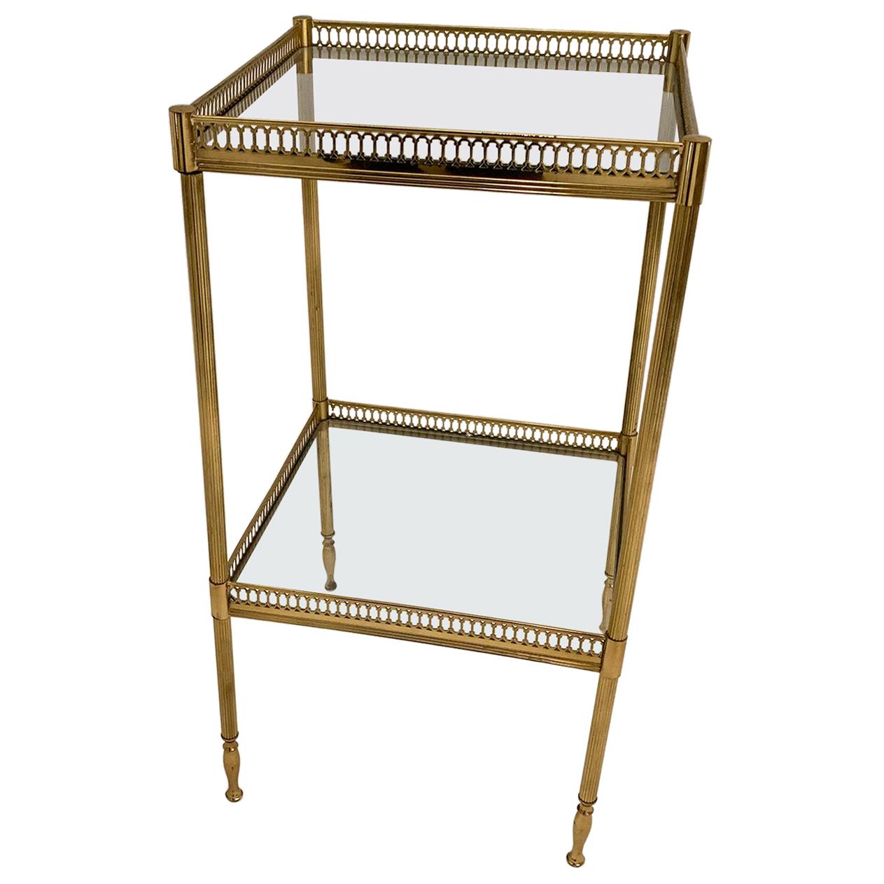 Two-Tier Brass and Glass End Table