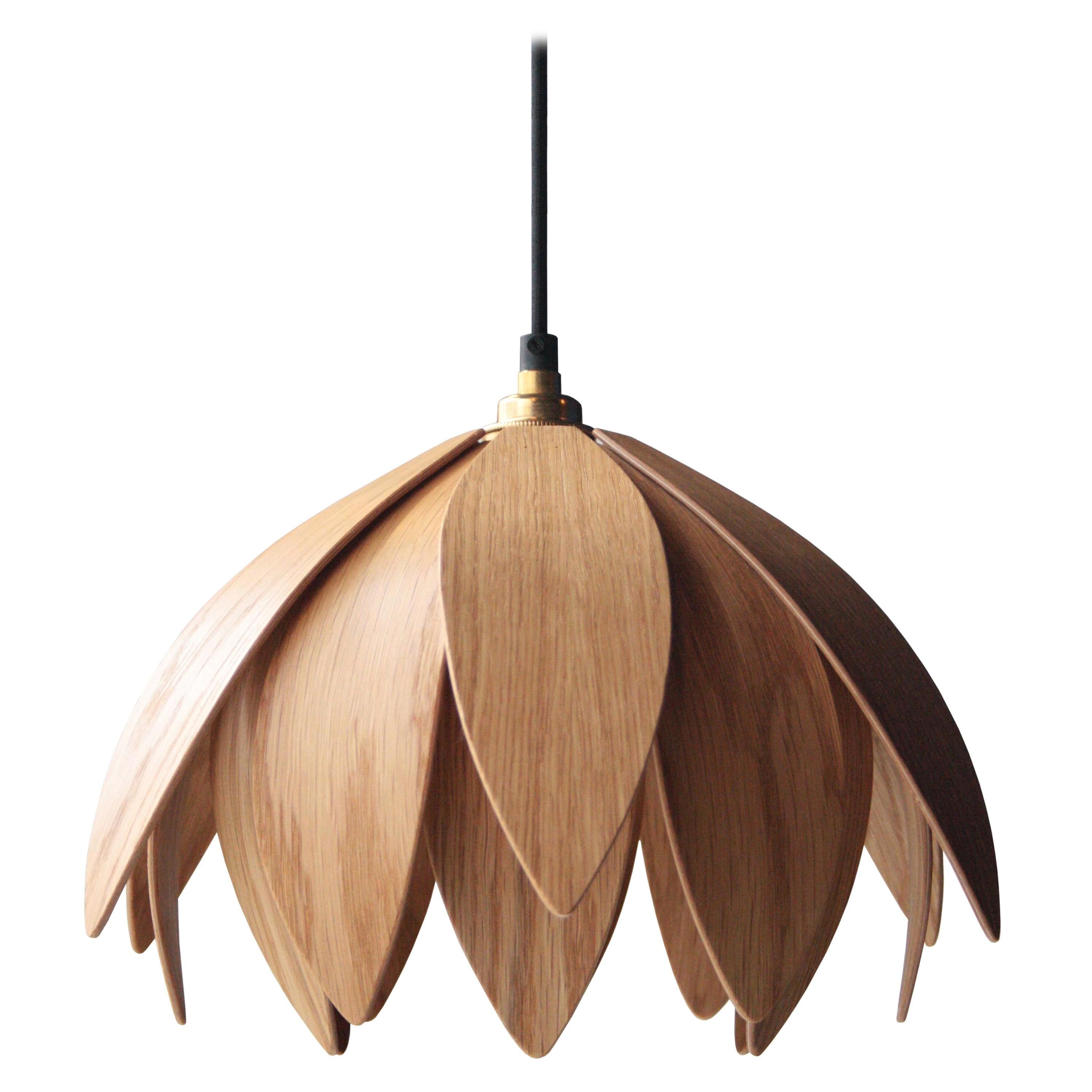 Mac Master "Lotus Bud" Oakwood Organic Brown British Ceiling Lamp, 2018