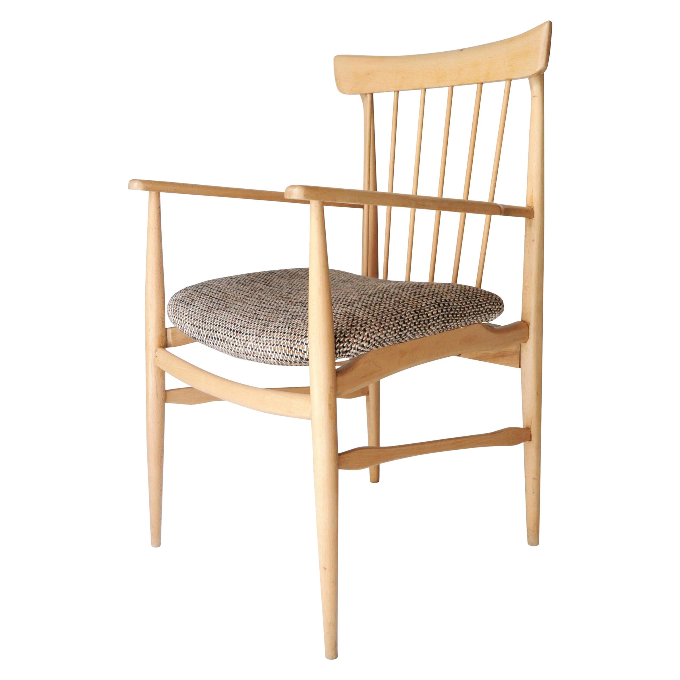 Mid-Century Modern Beigefarbener amerikanischer Sessel aus Buchenholz, Vereinigte Staaten, 1950 im Angebot