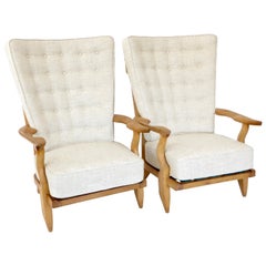 Pair of French Grand Repos Lounge Chairs by Guillerme et Chambron Votre Maison