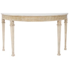 19th Century Demilune Console with Greek Key Apron