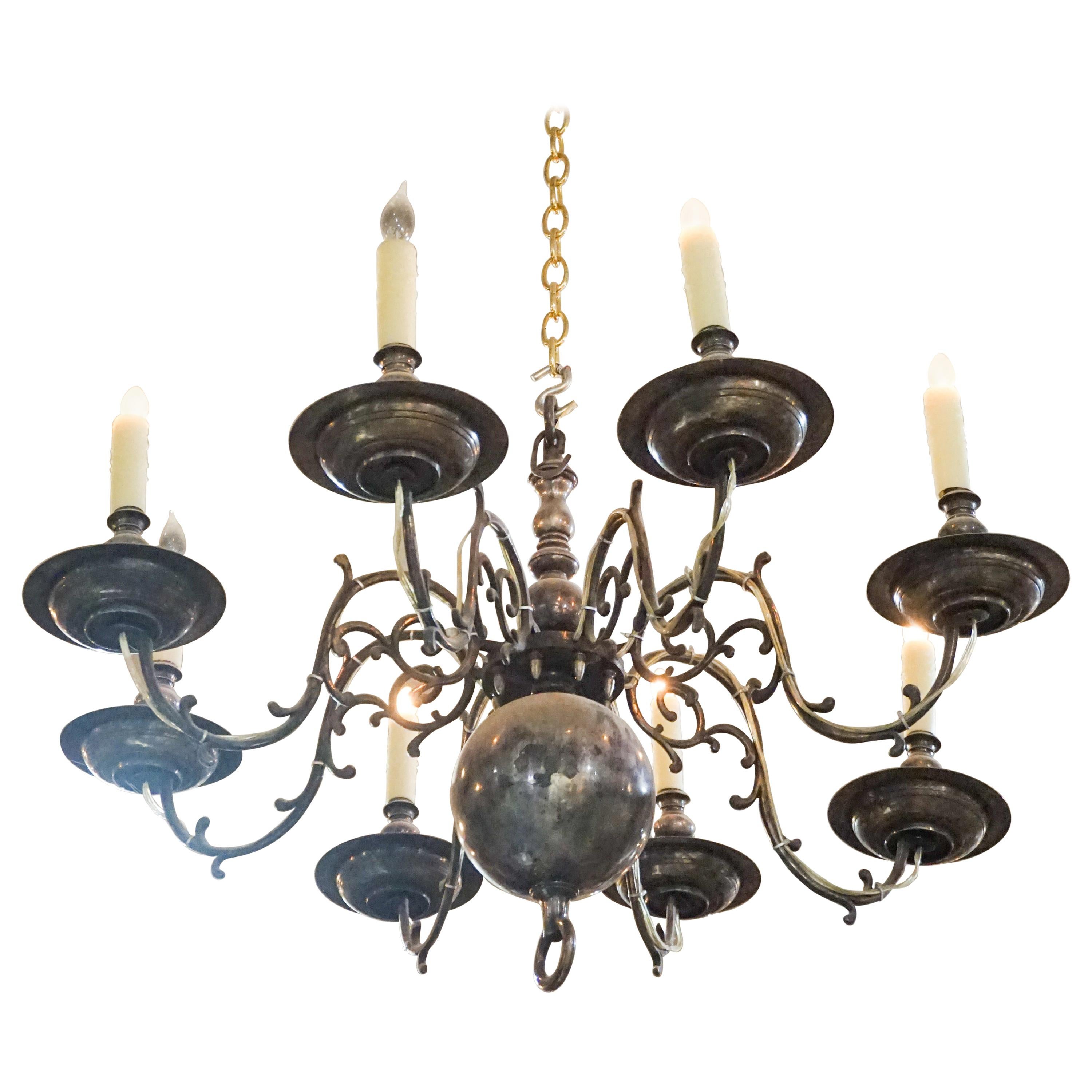 Arm Silver Plated Chandelier, circa 1920
