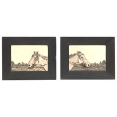 Two Framed Metal Horse Relief Pictures by Georg Bommer, Germany, 1920s