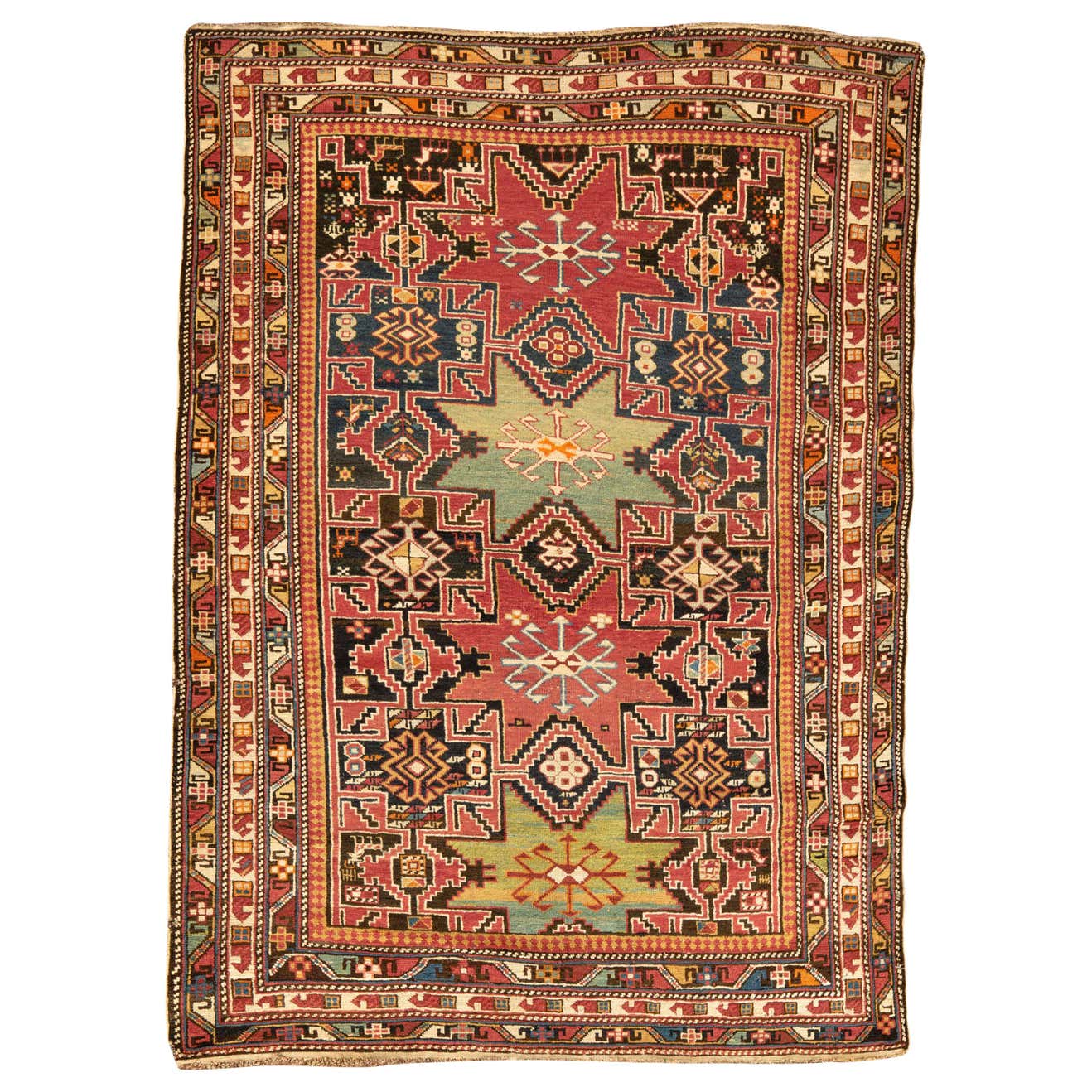 Antique Caucasian Lesghi Rug, circa 1880 4' x 5'2 For Sale at 1stDibs