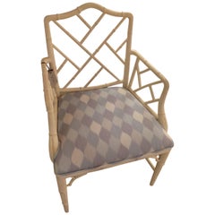 Vintage Schumacher Theodore Bamboo Chair in Miles Redd Harlequin Fabric- Sample