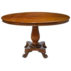 Antique Empire Pedestal Table in West Indies Mahogany w/ Oval Top, Denmark, circa 1825
