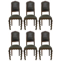 Six Dining Chairs 1910 Art Nouveau Art Deco Rare Find Hollywood Grotto 