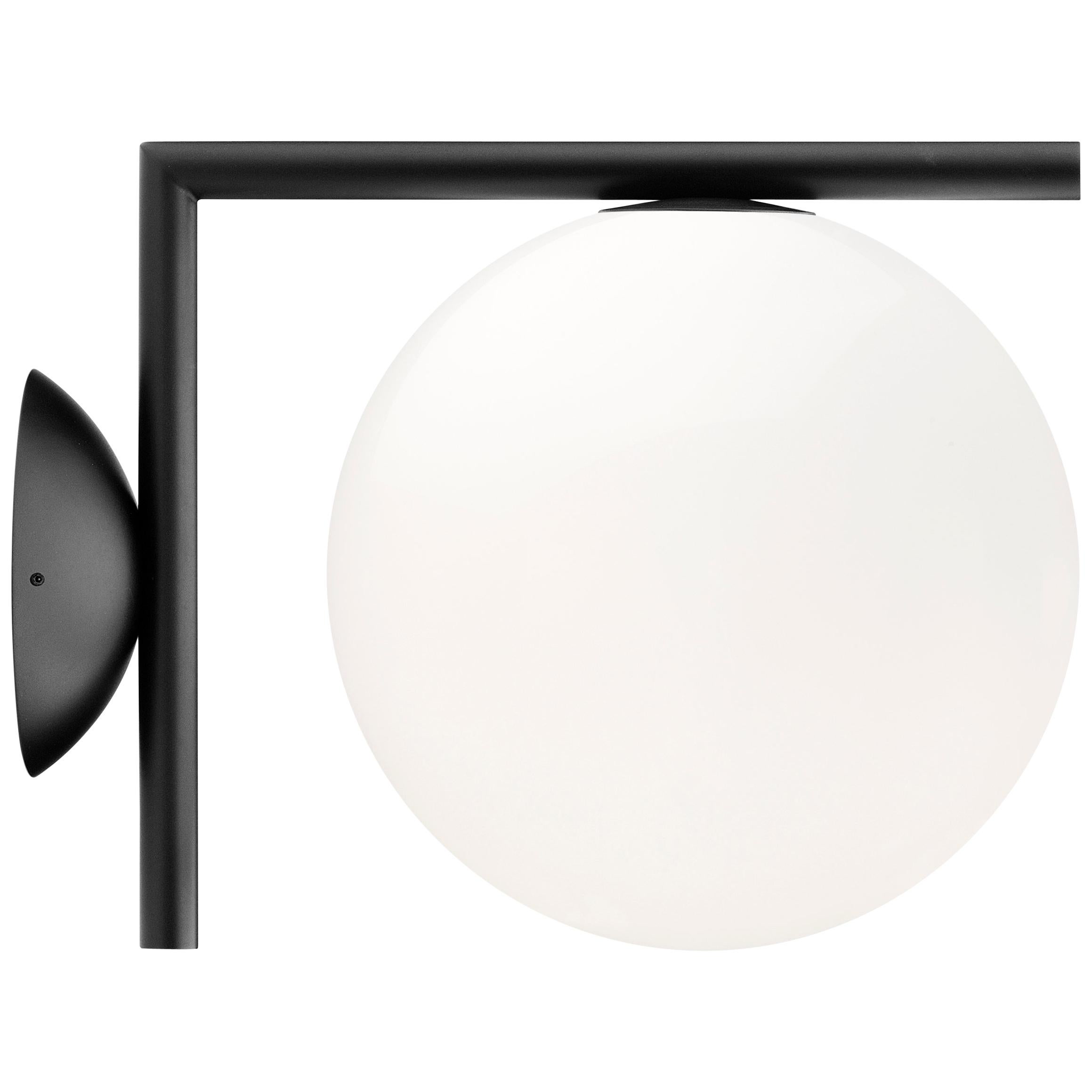 Michael Anastassiades IC1 Modern Black Steel Glass Ceiling & Wall Lamp for FLOS For Sale