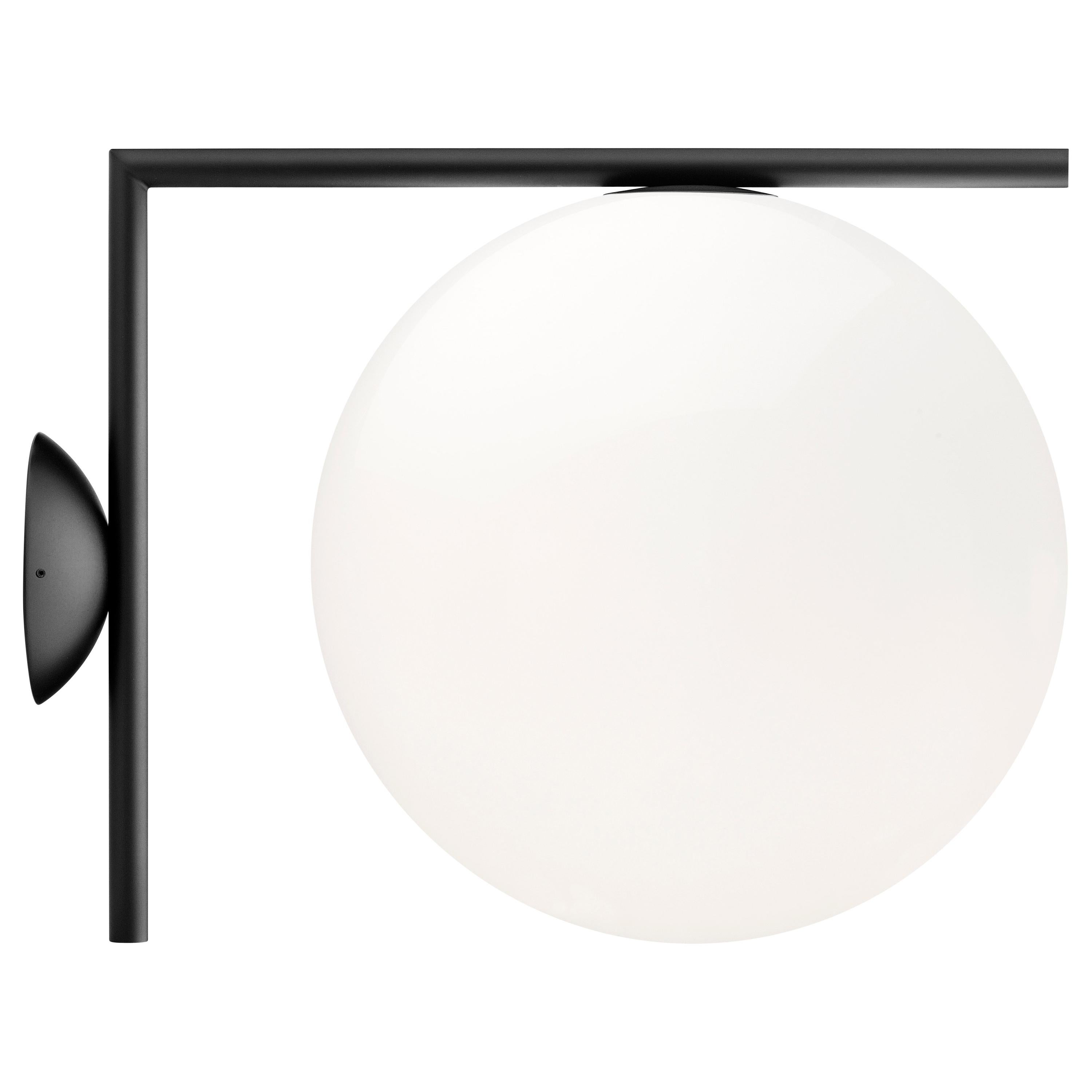 Michael Anastassiades IC 2 Modern Black & Glass Ceiling & Wall Sconce for FLOS For Sale