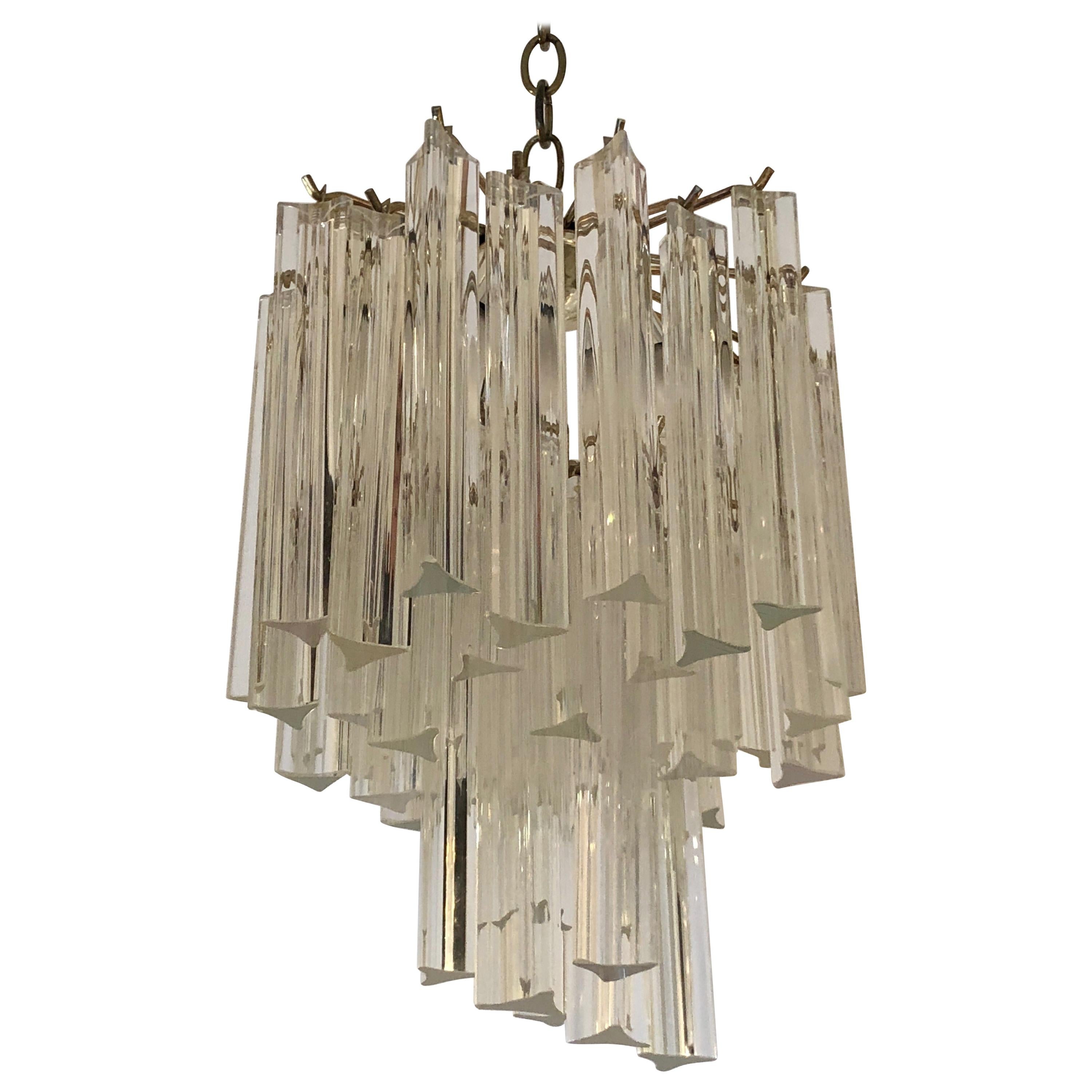 Glistening Venini Hollywood Regency Style Glass Multi Tier Chandelier