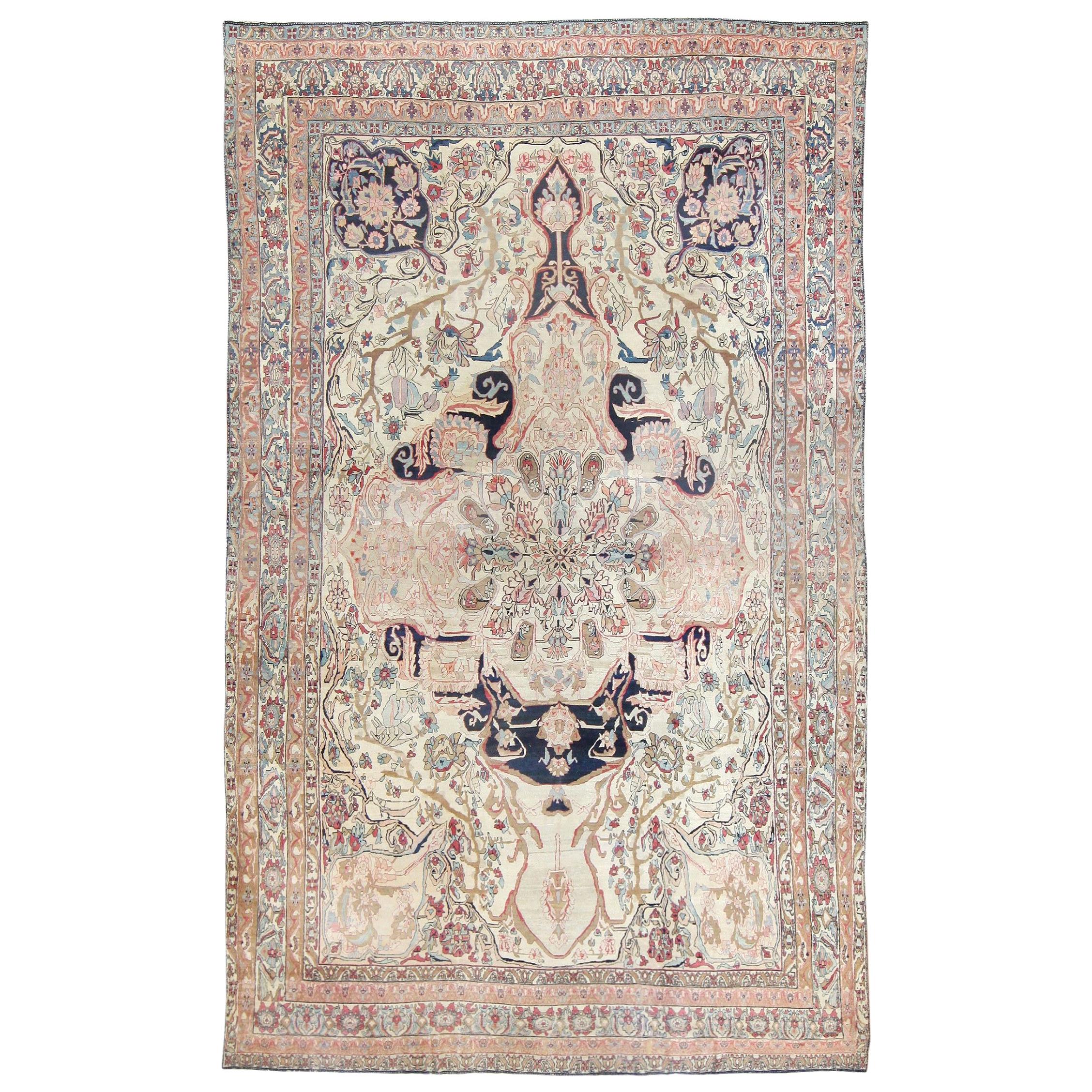 Antique Persian Kerman Rug. Size: 10 ft 9 in x 17 ft 6 in (3.28 m x 5.33 m)