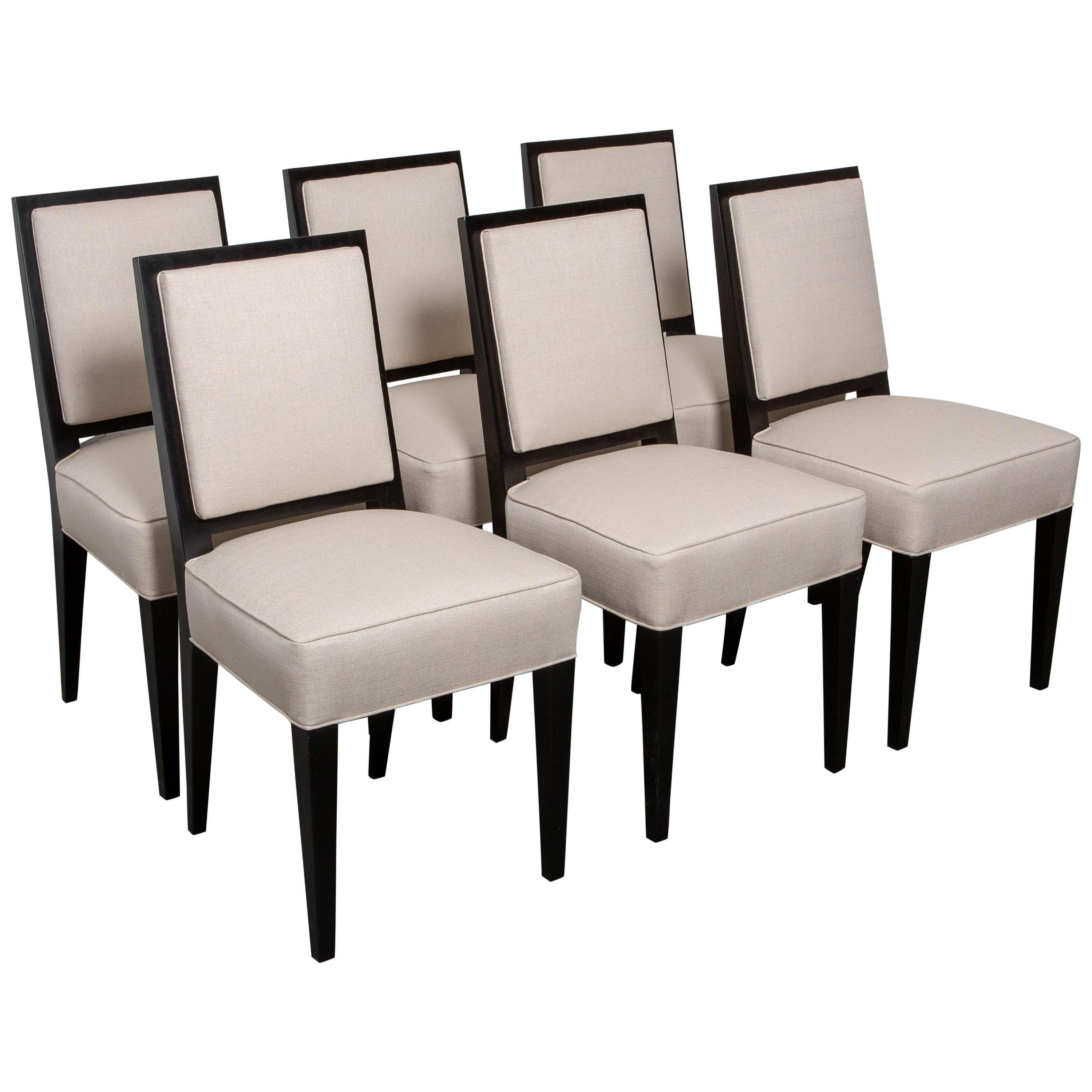 Set of Six Art Deco Style Dining Chairs