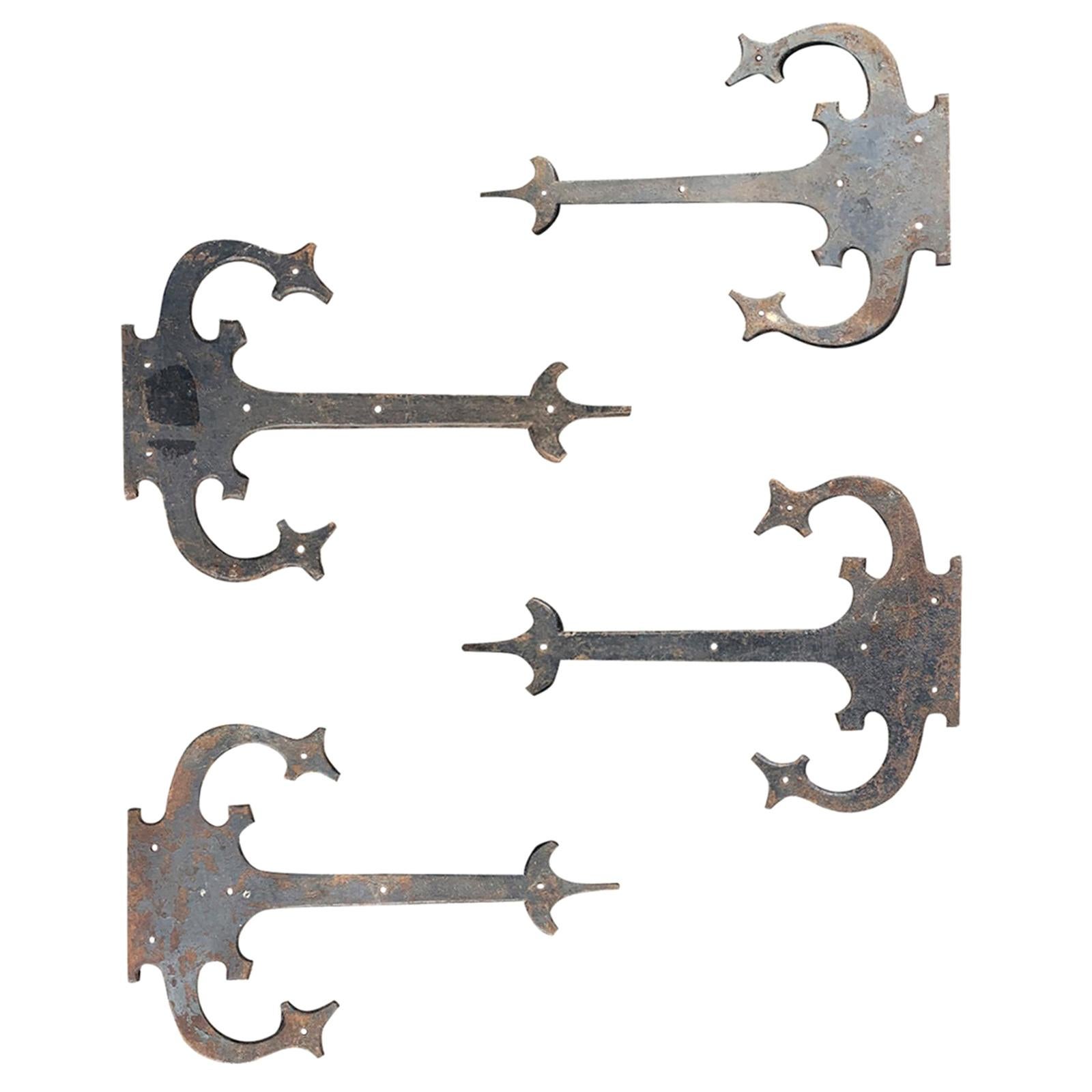 Set of ‘4’ 20th Century Hand-Forged Wrought Iron Architectural Door Hinges