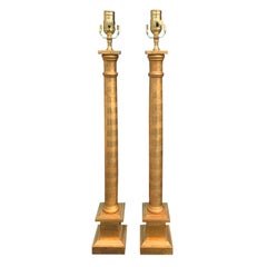 Pair of 20th Tall Giltwood Table Lamps