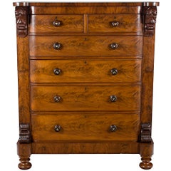 Antique Large Victorian Mahogany Tall Chest of Drawers Bedroom Dresser