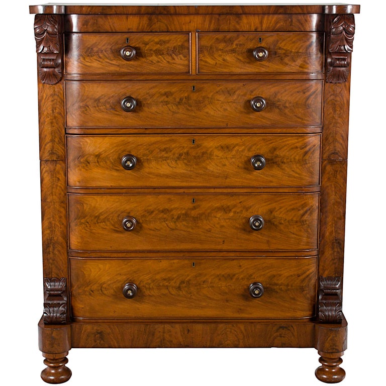Large Victorian Mahogany Tall Chest of Drawers Bedroom Dresser For Sale