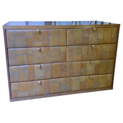 Leather Front Commode, France, Mid Century