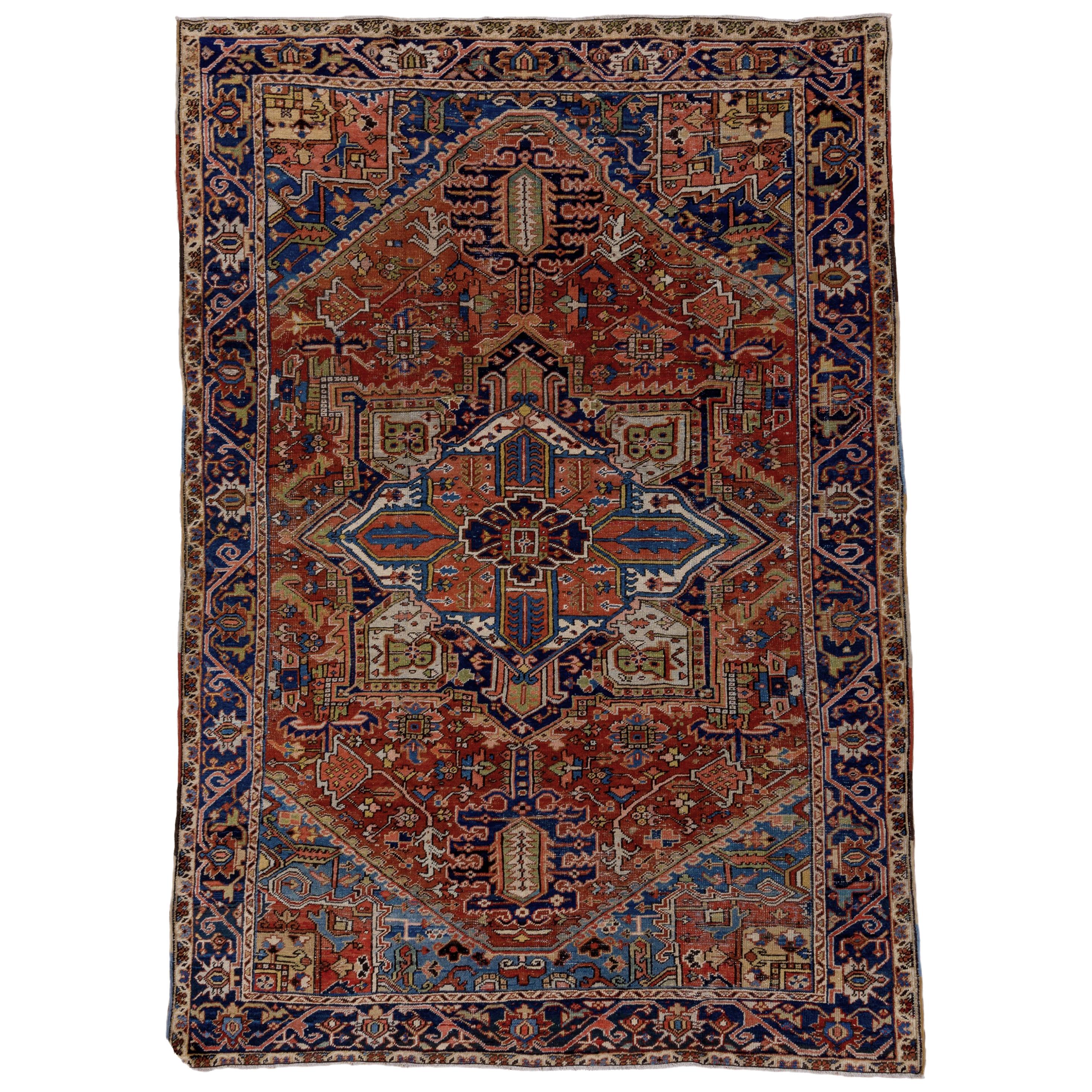 Antique Heriz Carpet, Colorful Palette