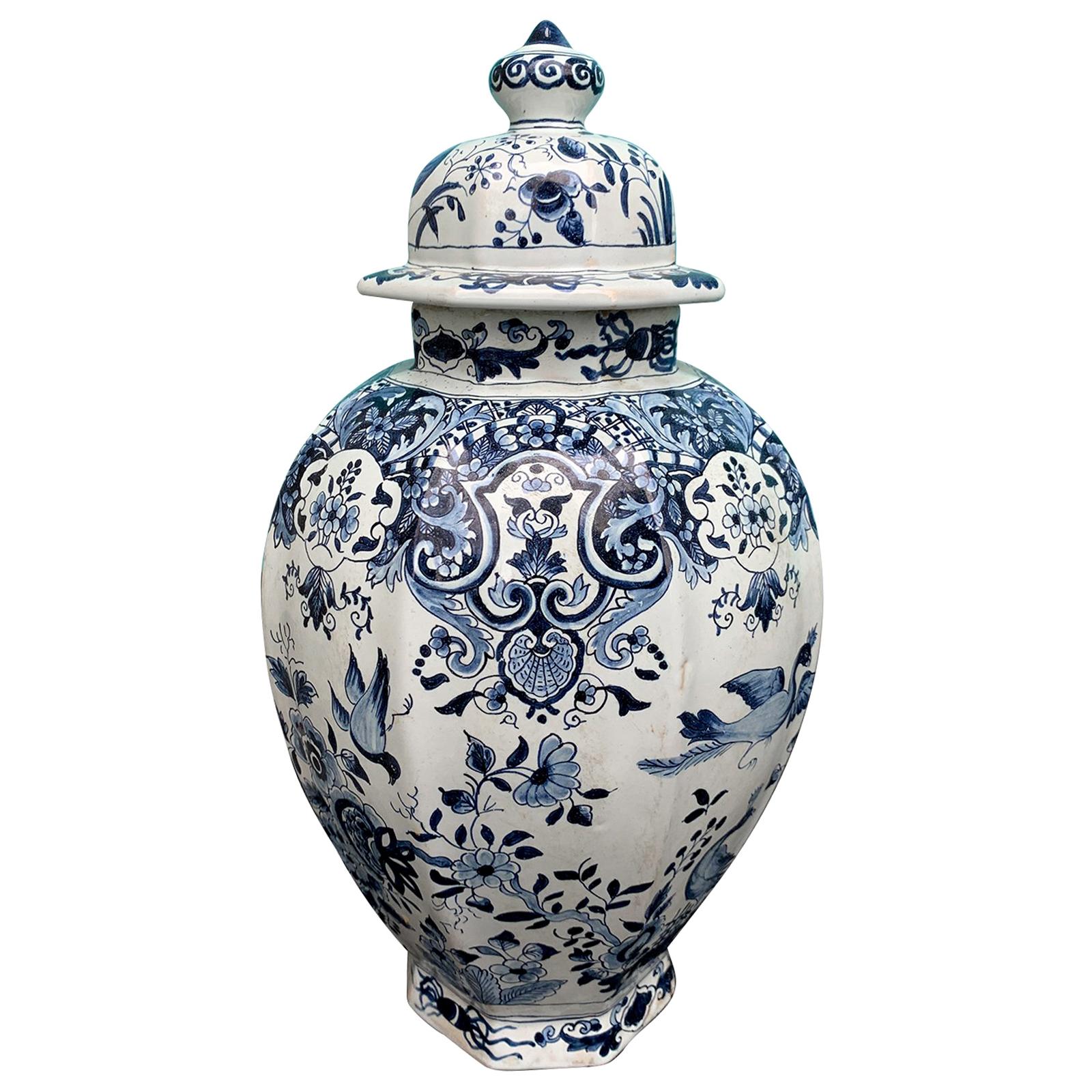 Late 17th-Early 18th Century Delft Blue & White Jar, Marked Pieter Van Der Briel