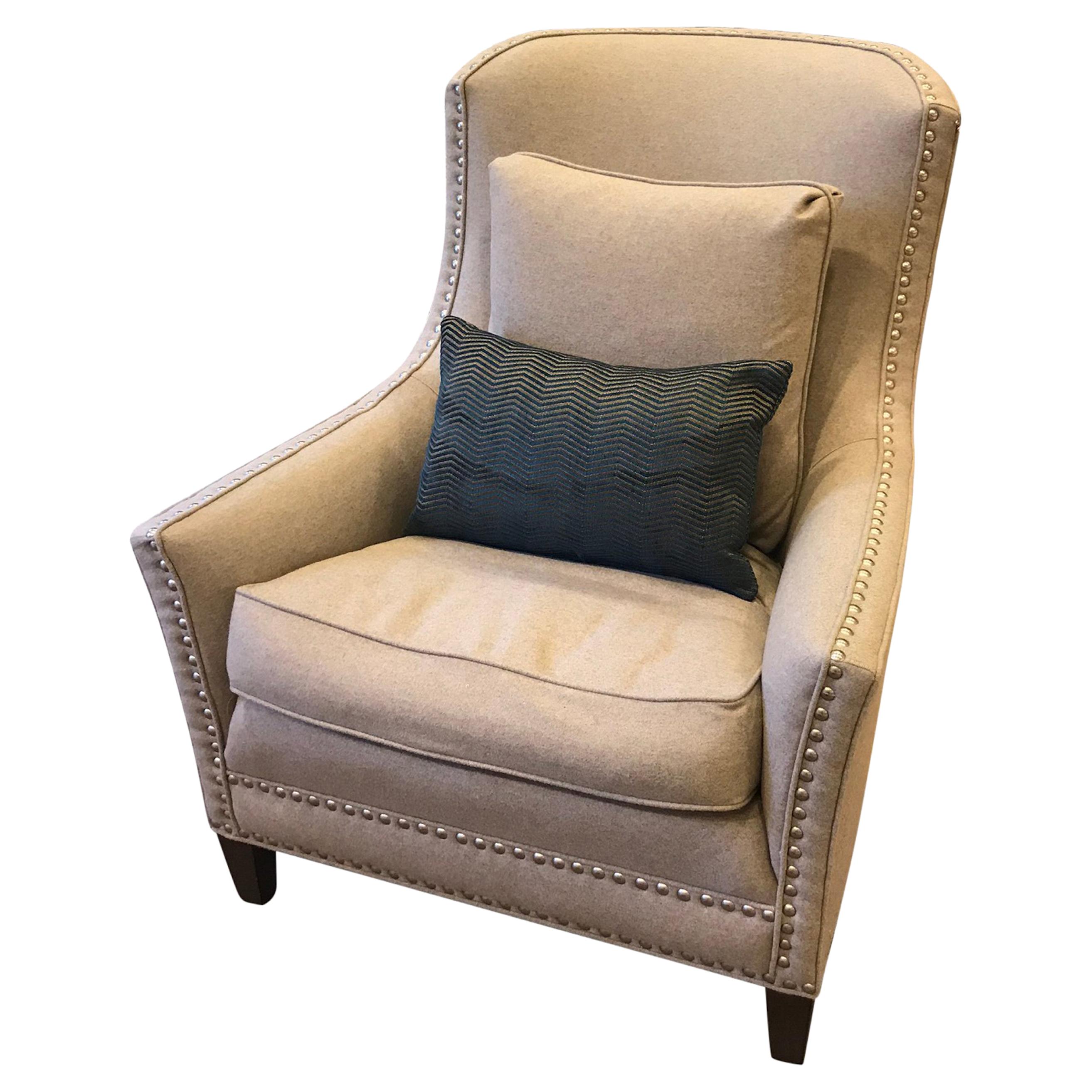 Schumacher Aspen Walnut Chair Upholstered in Chester Wool Fabric- Sample