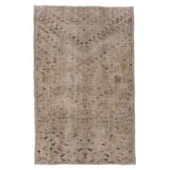 Vintage Rustic Oushak Carpet, Neutral Palette