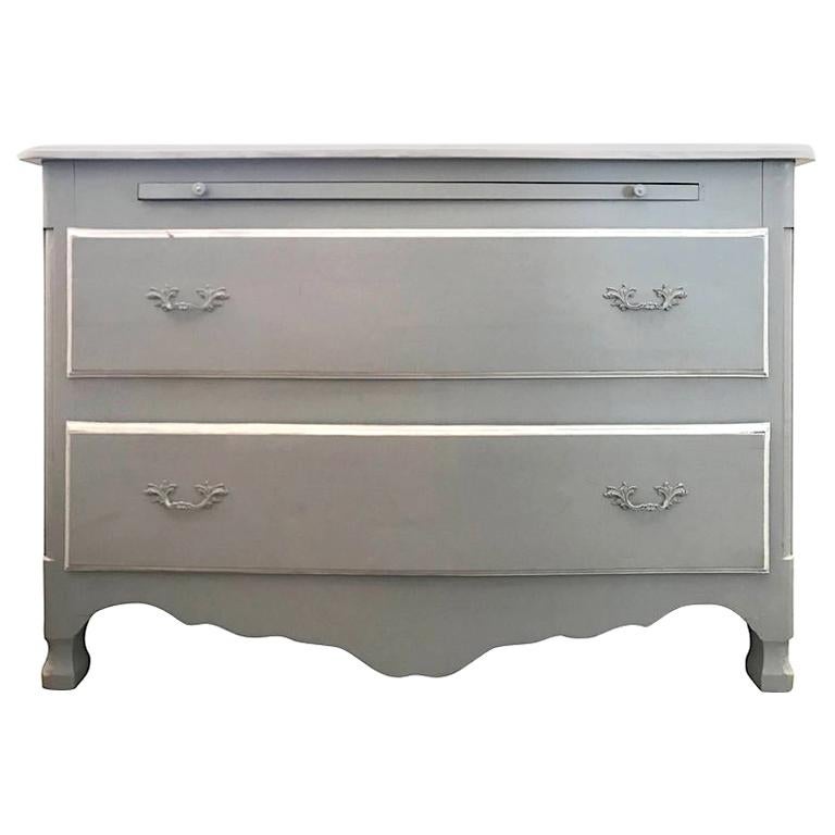 French Painted Chest of Drawers with Slide For Sale