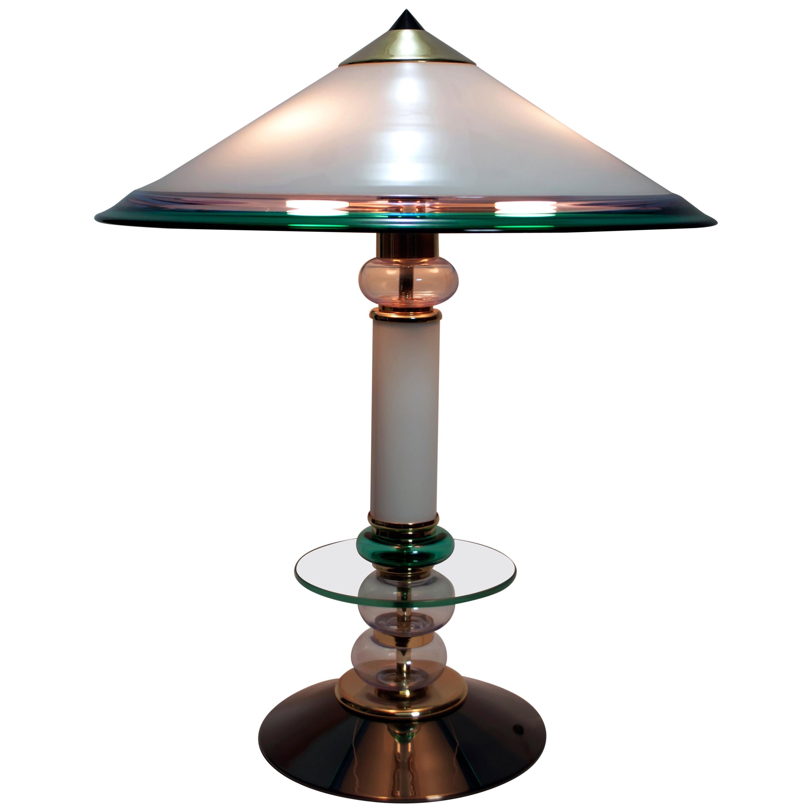 After Ettore Sottsass Italian Murano Glass Table Lamp, 1980s