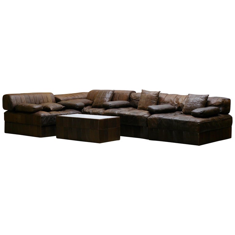 Vintage Brown Modular Patchwork Leather Sofa DS88, De Sede, 1970s, Switzerland For Sale at 1stDibs
