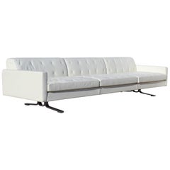 Over-Scale Poltona Frau 'Italy' Leather and Stainless Steel Sofa