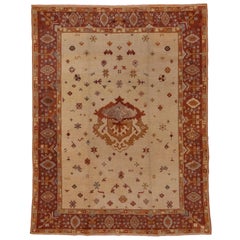 Antique Decorative Oushak Carpet, circa 1910s
