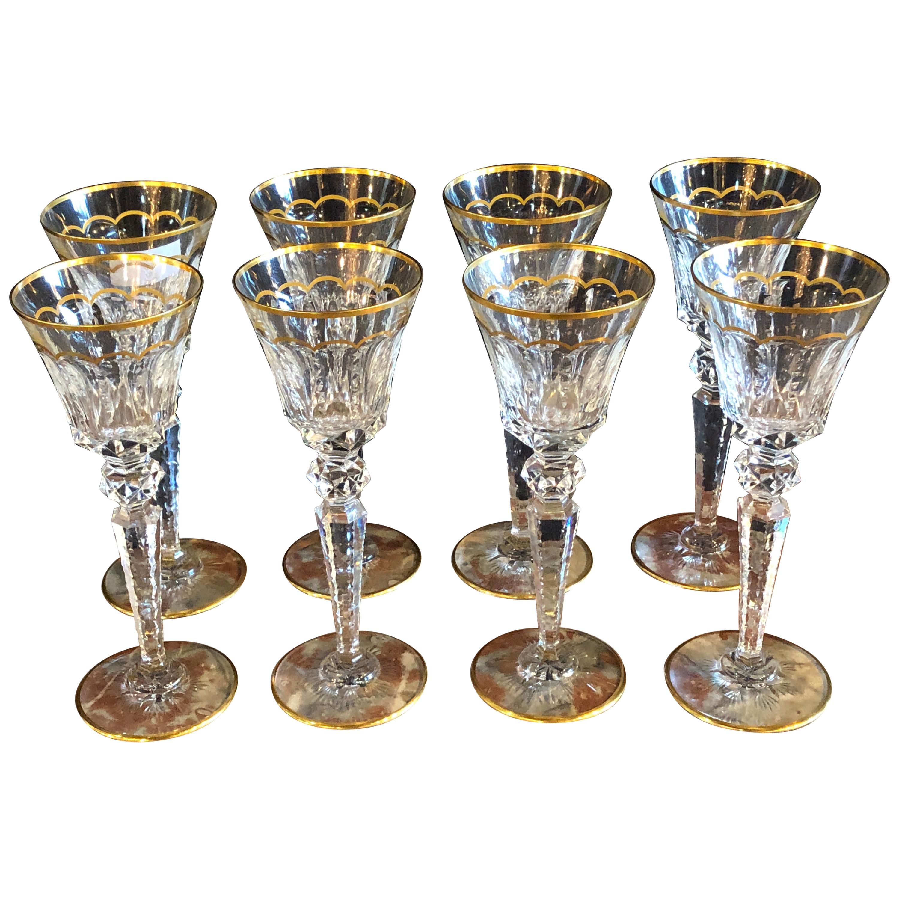Vintage St. Louis Crystal Eight Mouth Blown and Hand Engraved / All Watermarked