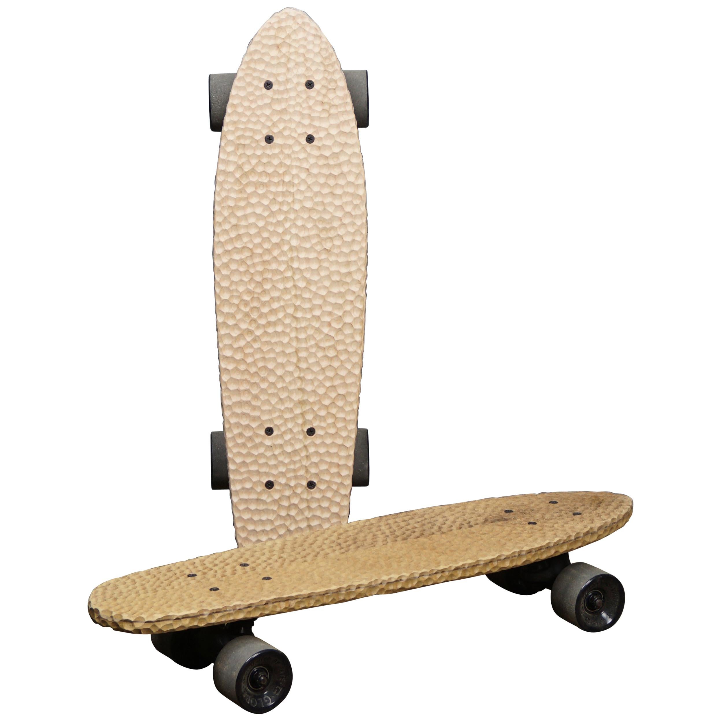 Cruiser Skateboard, Hand Carved Cherry and Walnut, Designed by Max Frommeld For Sale