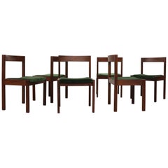 Set of 6 Martin Visser Wenge and Velvet Dining Chairs