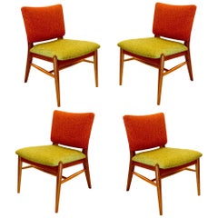American Midcentury 4 Dining Chairs Designed by John Keal for Brown Saltman