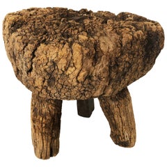 Primitive Mexican Mezquite Wood Milking Stool, circa 1900
