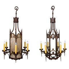 Large Bronze and Mica Antique Gothic Revival Lantern '2 Available'