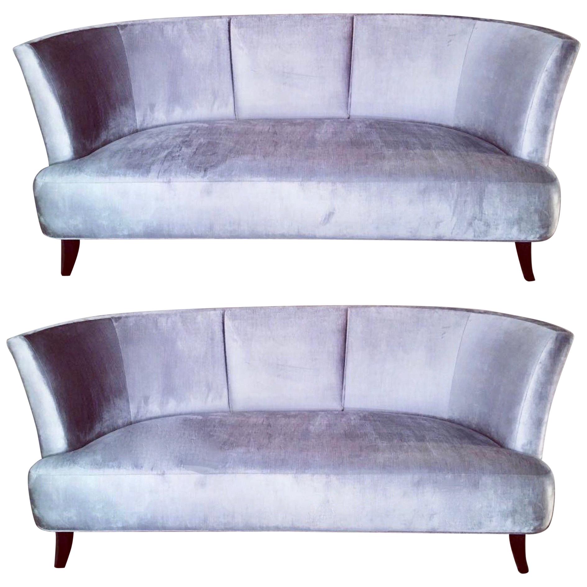 Pair of Velvet Sofas by Darren Ransdell Design For Sale