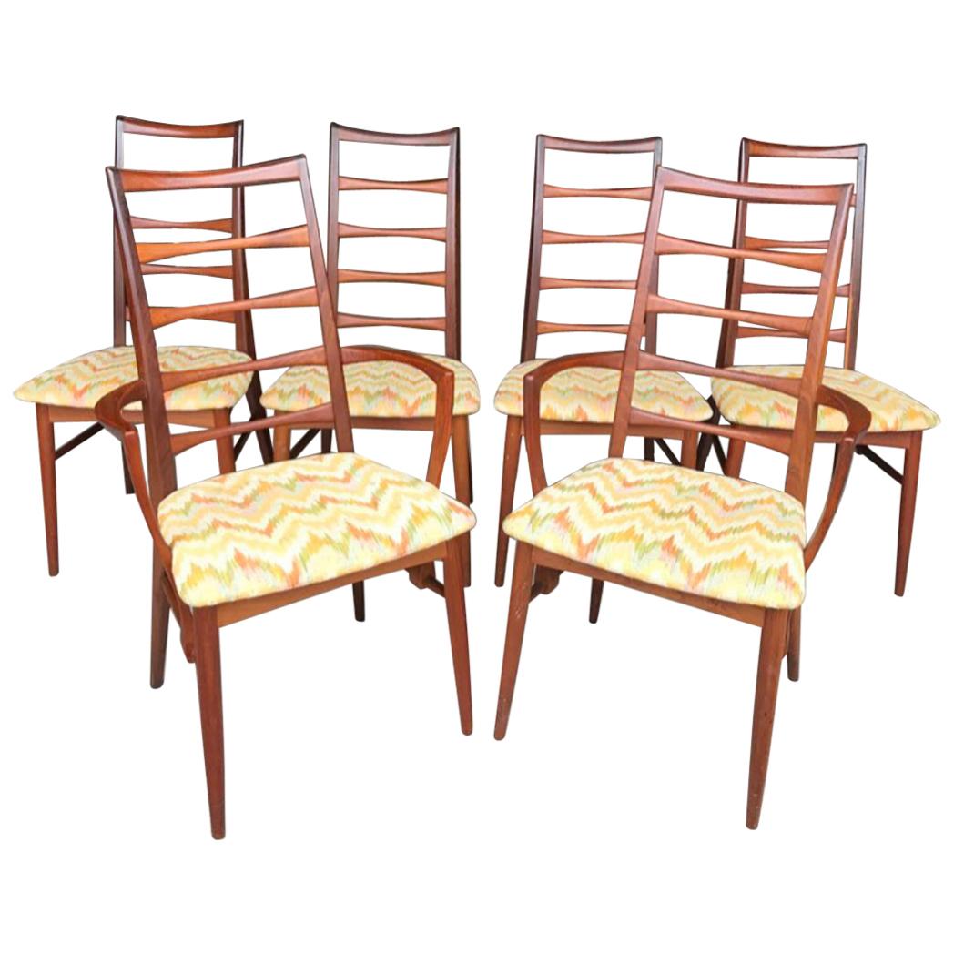 Set of 6 Koefoeds Hornslet "Lis" Teak Dining Chairs