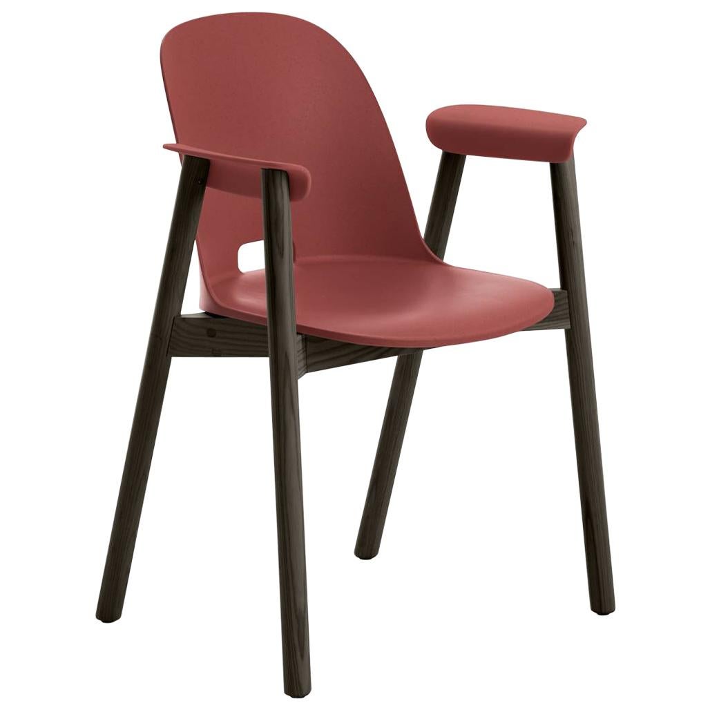 Emeco Alfi Armchair in Red and Dark Ash by Jasper Morrison For Sale